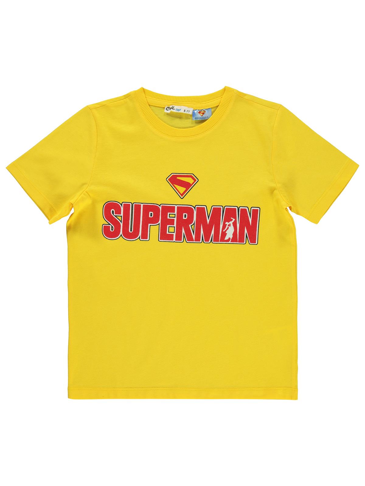 Süperman Baskılı 6-9 Yaş Tişört - Sarı