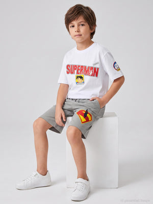 Süperman Logolu 10-13 Yaş Kapri - Gri