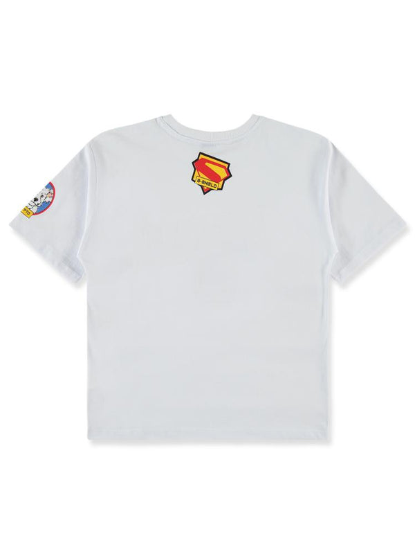 Süperman Baskılı 10-13 Yaş Tişört - Beyaz