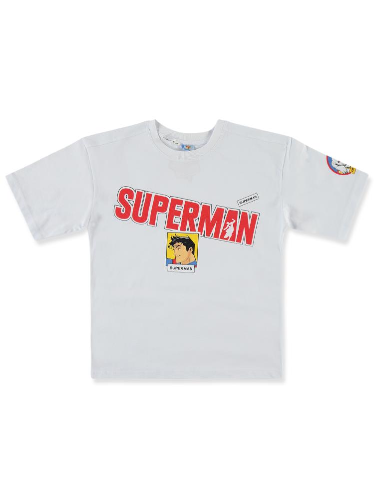 Süperman Baskılı 10-13 Yaş Tişört - Beyaz