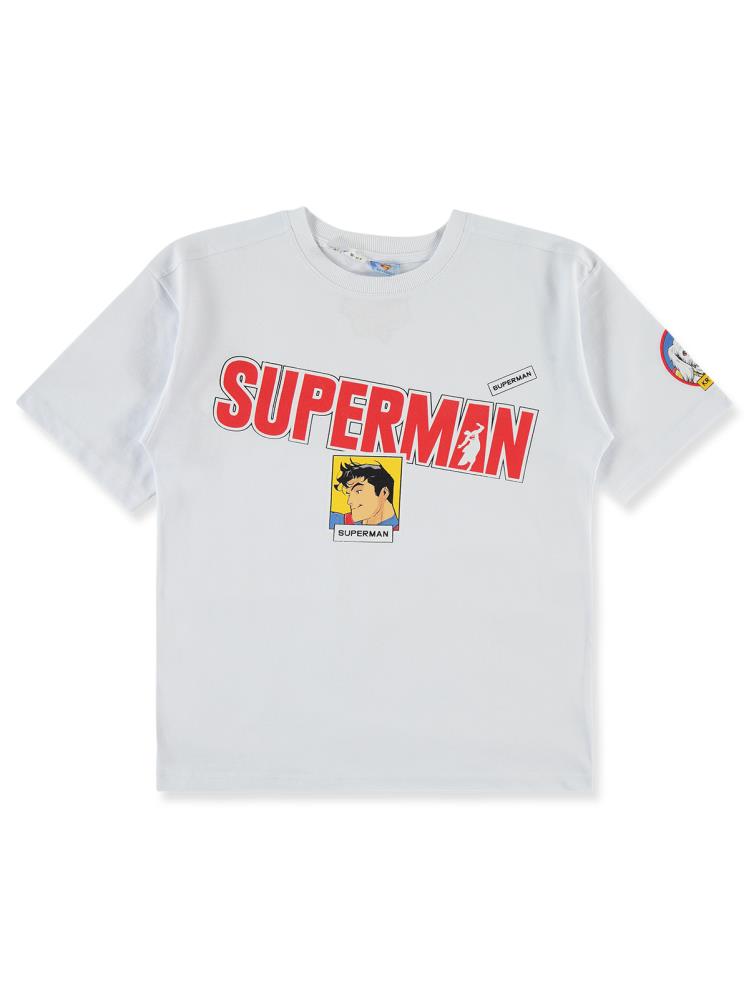 Süperman Baskılı 10-13 Yaş Tişört - Beyaz