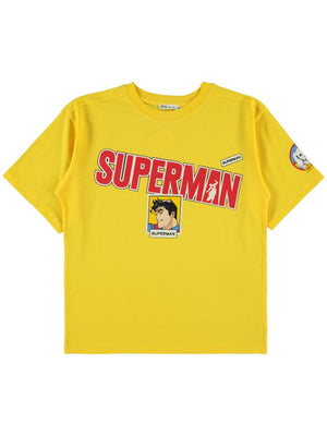 Süperman Baskılı 10-13 Yaş Tişört - Sarı