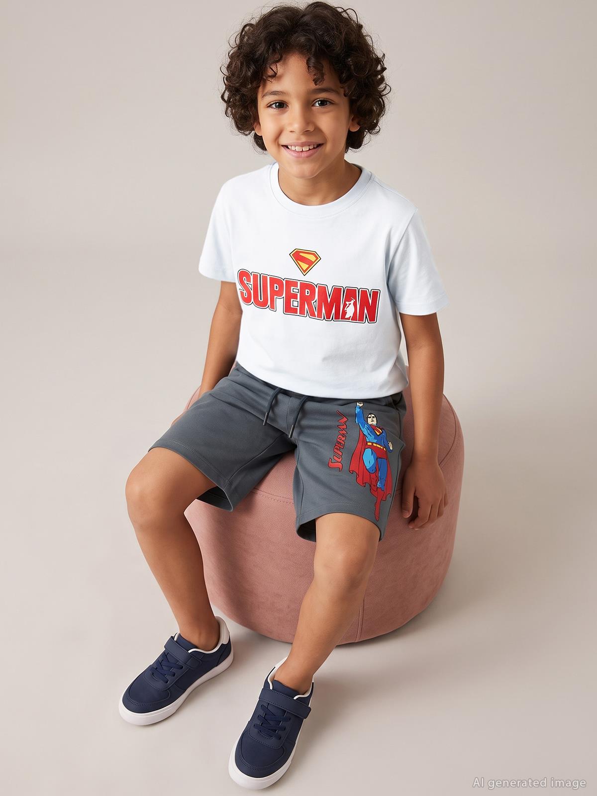 Süperman Baskılı 6-9 Yaş Kapri - Gri