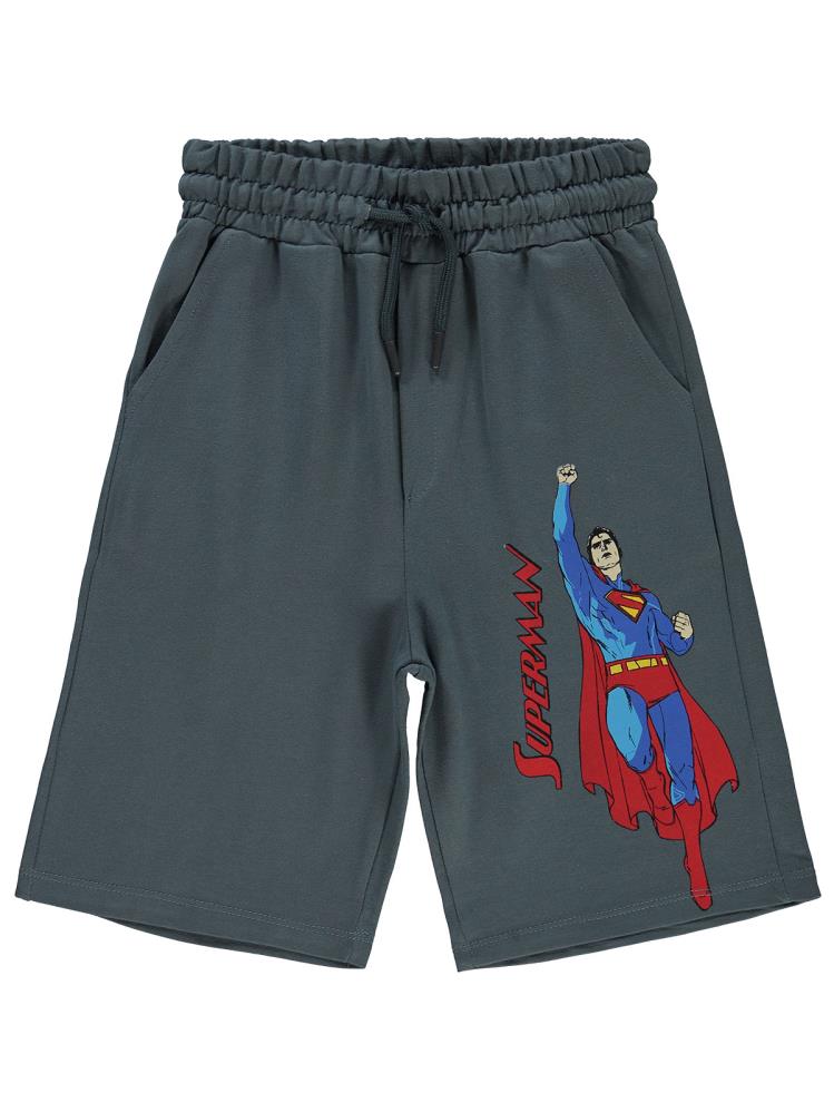 Süperman Baskılı 6-9 Yaş Kapri - Gri