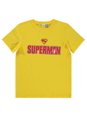 Süperman Baskılı 10-13 Yaş Tişört - Sarı