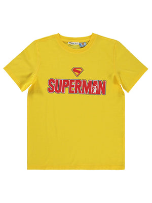 Süperman Baskılı 10-13 Yaş Tişört - Sarı