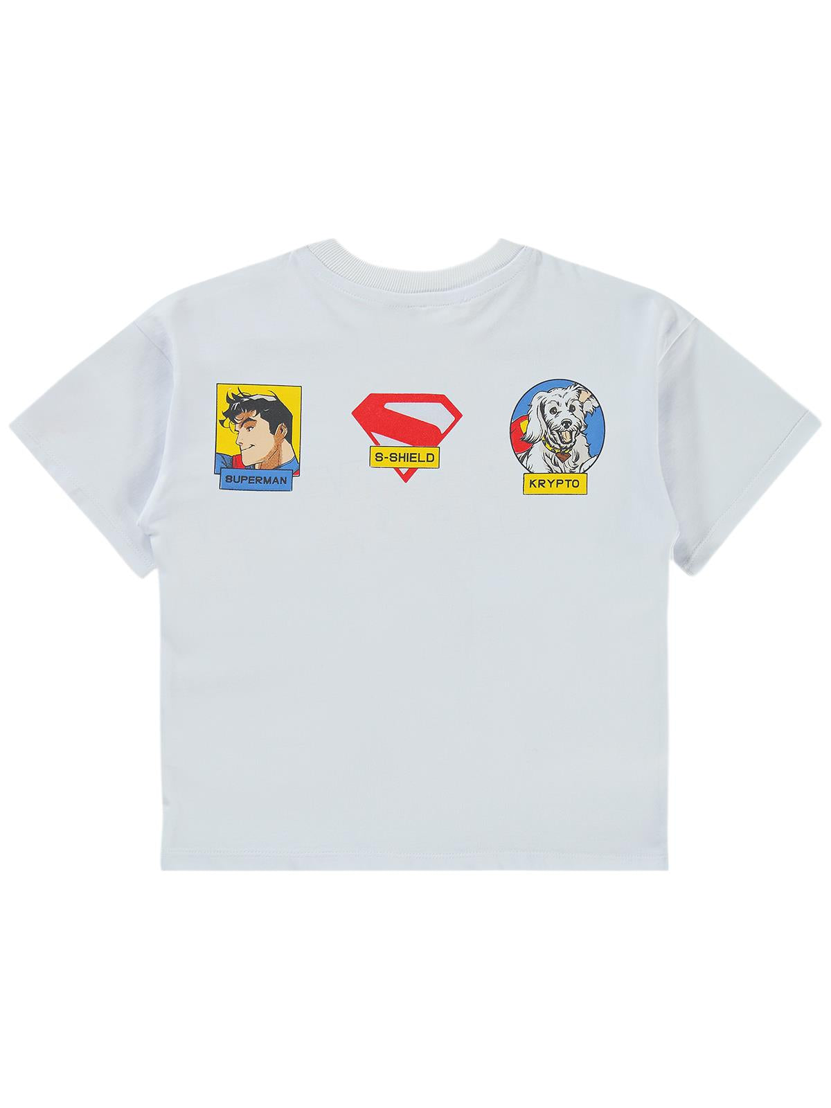 Süperman Krypto Baskılı 6-9 Yaş Tişört - Beyaz
