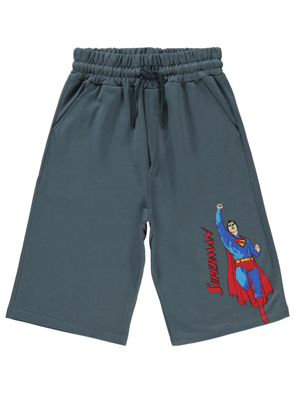 Süperman Baskılı 10-13 Yaş Kapri - Gri