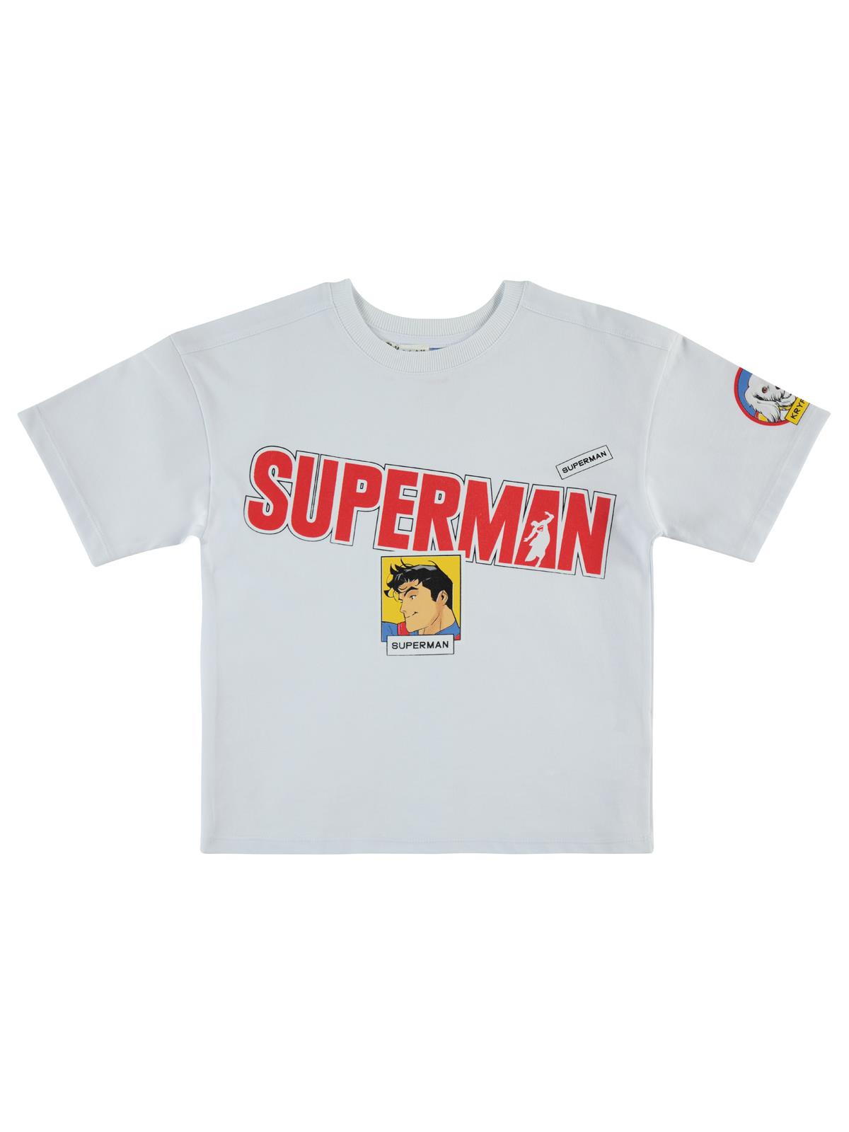 Süperman Baskılı 6-9 Yaş Tişört - Beyaz