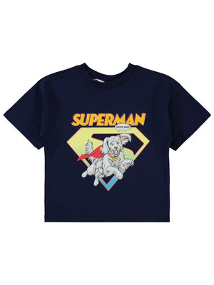 Süperman Krypto Baskılı 2-5 Yaş Tişört - Lacivert