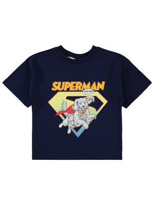 Süperman Krypto Baskılı 2-5 Yaş Tişört - Lacivert
