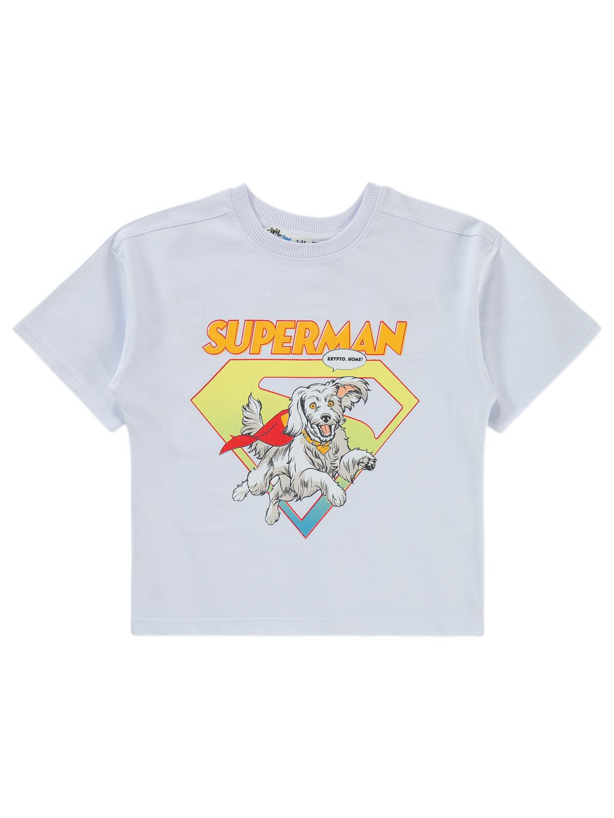Süperman Krypto Baskılı 2-5 Yaş Tişört - Beyaz
