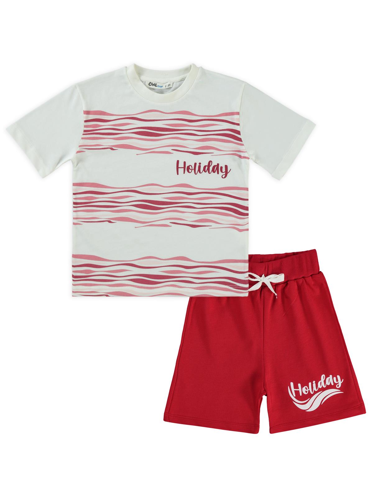 Civil Boys Holiday Baskılı 2-5 Yaş Takım - Kırmızı