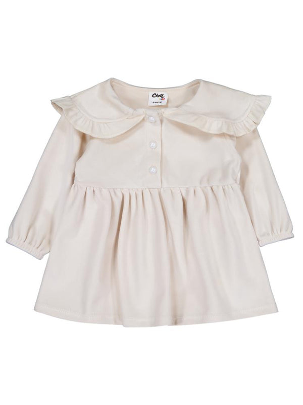Civil Baby Eteği Büzgülü 6-18 Ay Jile ve Elbise - Bej