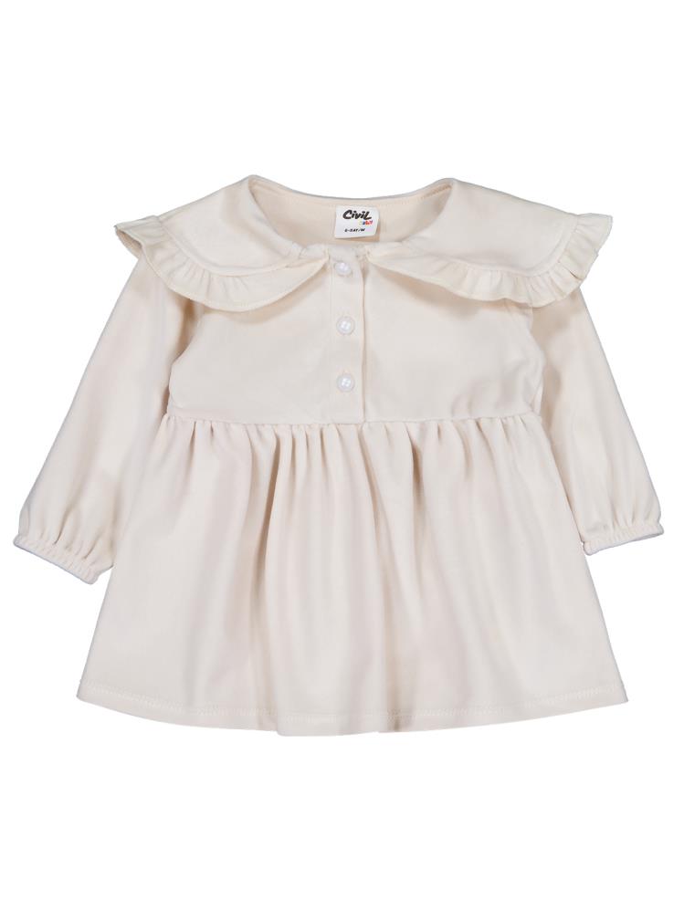 Civil Baby Eteği Büzgülü 6-18 Ay Jile ve Elbise - Bej