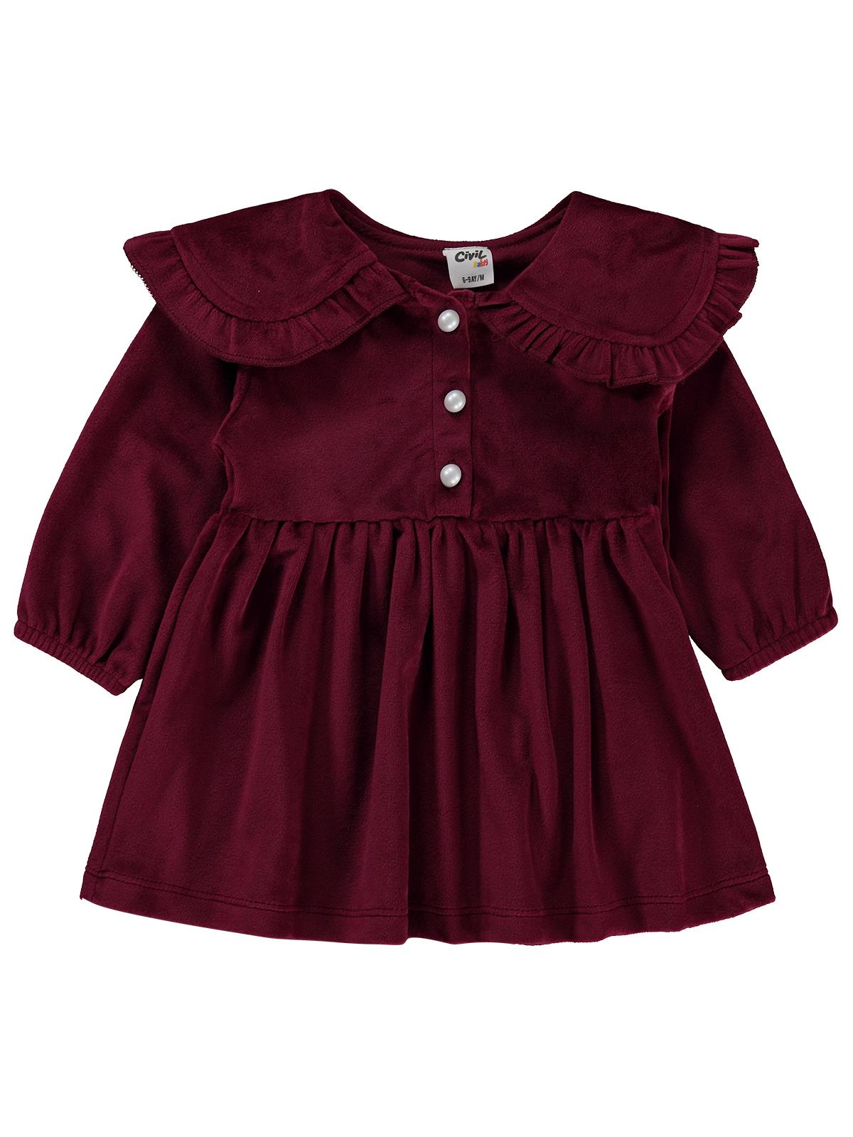 Civil Baby Eteği Büzgülü 6-18 Ay Jile ve Elbise - Bordo