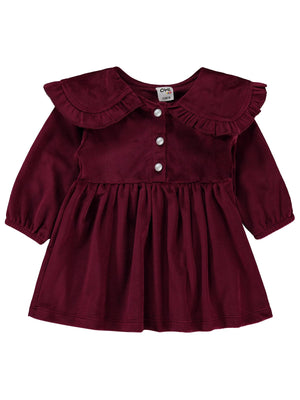 Civil Baby Eteği Büzgülü 6-18 Ay Jile ve Elbise - Bordo