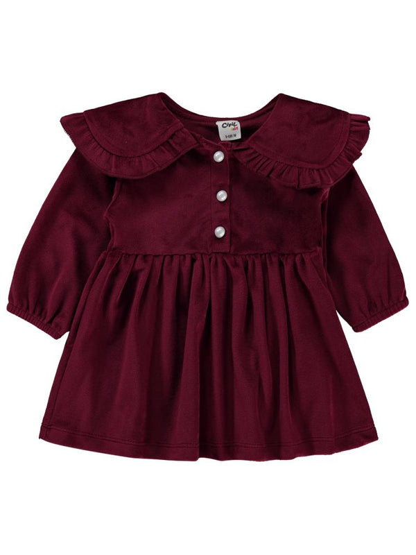 Civil Baby Eteği Büzgülü 6-18 Ay Jile ve Elbise - Bordo