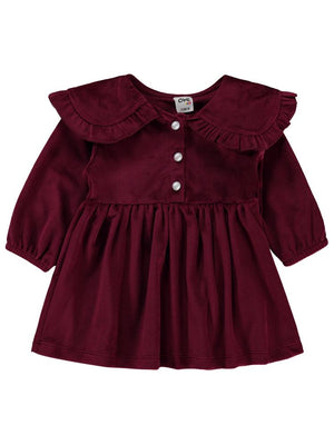 Civil Baby Eteği Büzgülü 6-18 Ay Jile ve Elbise - Bordo