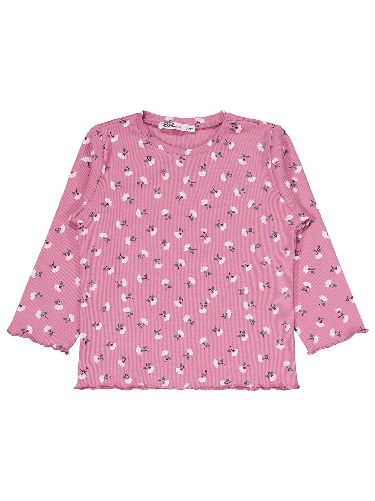 Civil Girls Çiçek Desenli 2-5 Yaş Pijama Takımı - Pembe