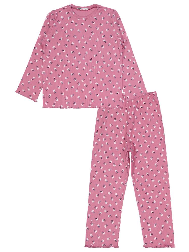 Civil Girls Çiçek Desenli 6-9 Yaş Pijama Takımı - Pembe