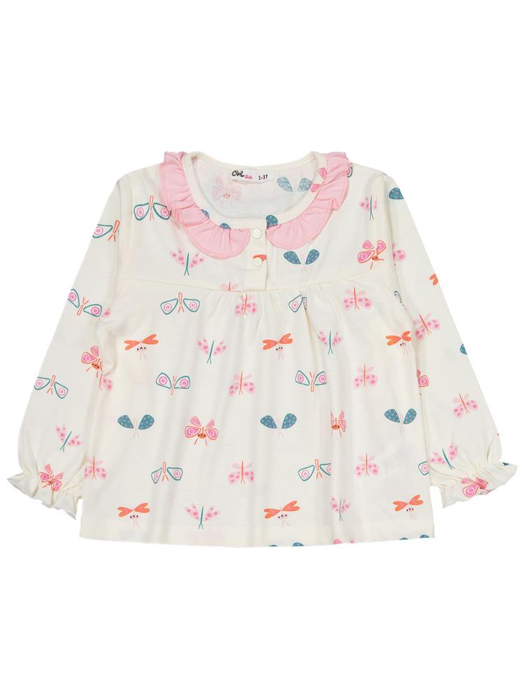 Civil Girls Renkli Kelebek 2-5 Yaş Pijama Takımı - Ekru