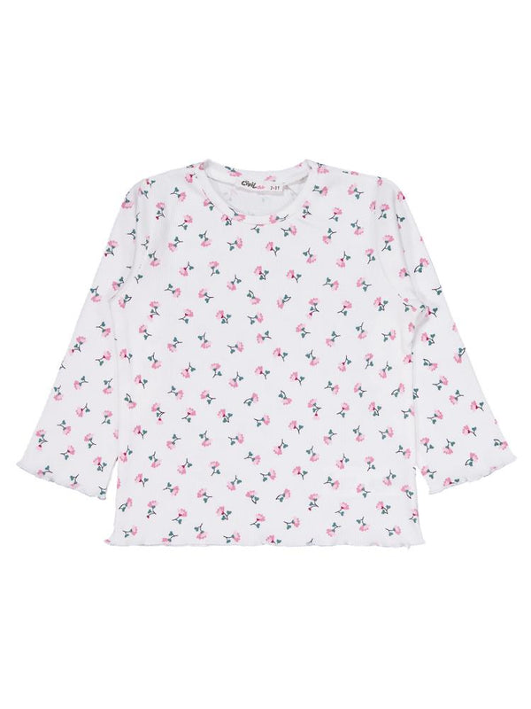 Civil Girls Çiçek Desenli 2-5 Yaş Pijama Takımı - Ekru