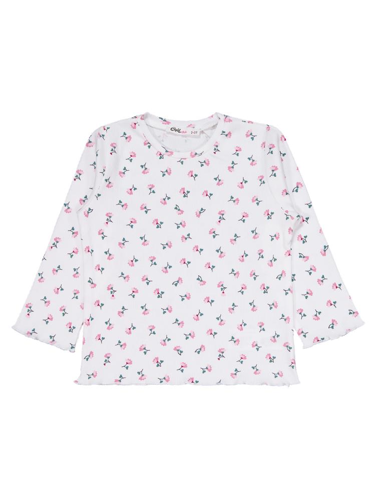 Civil Girls Çiçek Desenli 2-5 Yaş Pijama Takımı - Ekru
