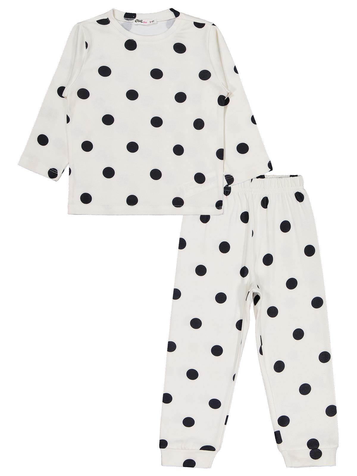 Civil Girls Puanlı 2-5 Yaş Pijama Takımı - Ekru