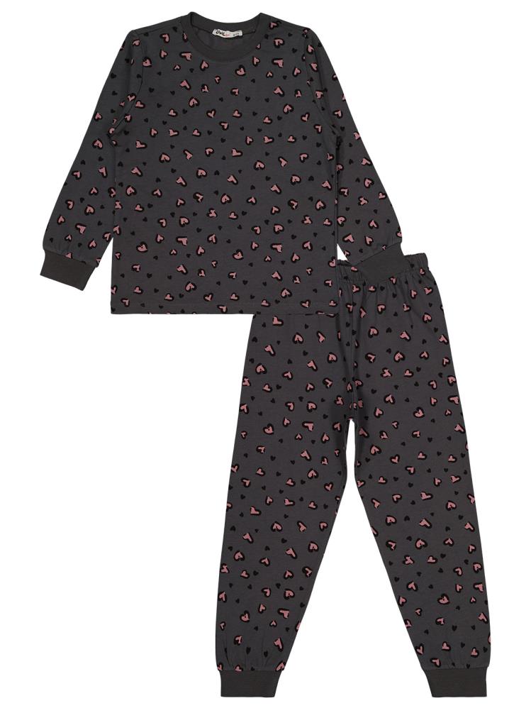 Civil Girls Leopar 6-9 Yaş Pijama Takımı - Gri