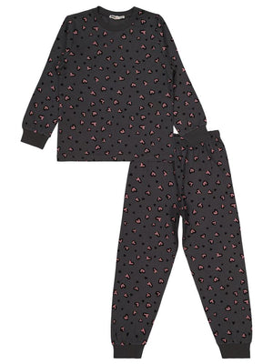 Civil Girls Leopar 6-9 Yaş Pijama Takımı - Gri