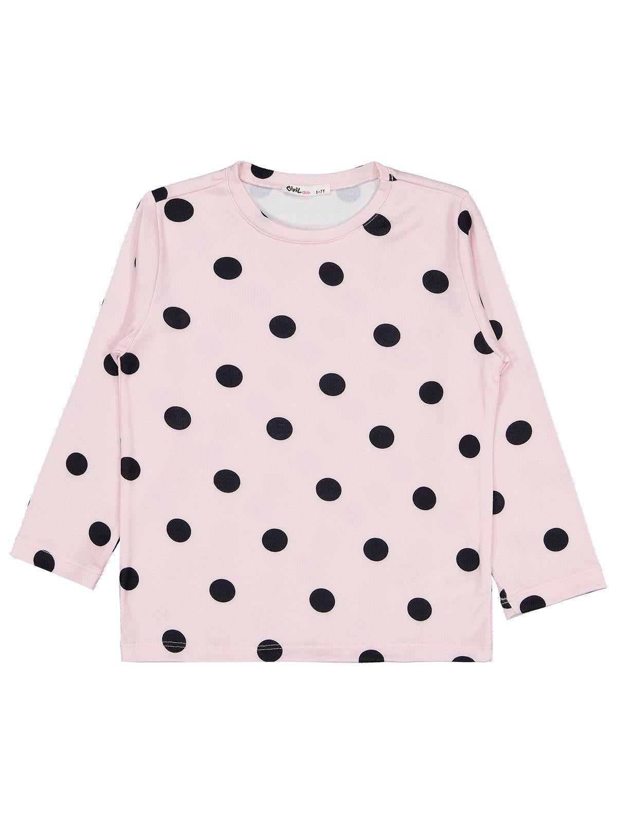 Civil Girls Puanlı 10-13 Yaş Pijama Takımı - Pudra