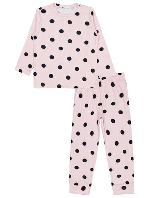 Civil Kız Çocuk Puanlı Pijama Takımı | Okul Kreş ve Günlük Kullanım - Pudra