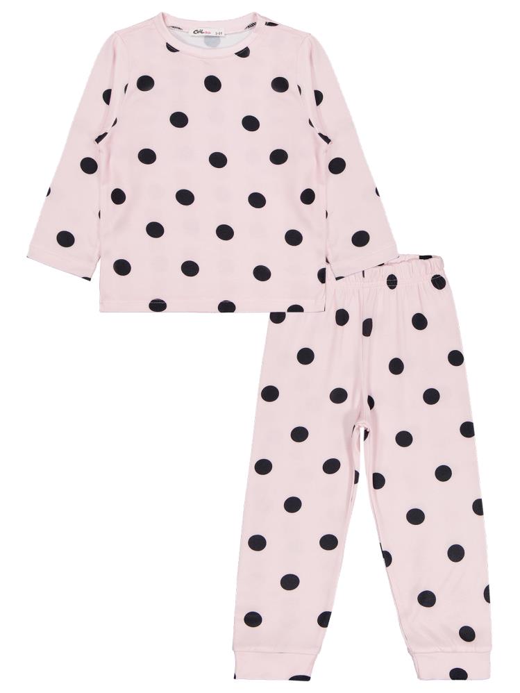 Civil Girls Puanlı 2-5 Yaş Pijama Takımı - Pudra