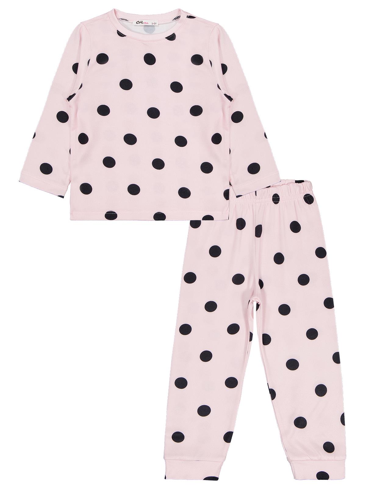 Civil Girls Puanlı 2-5 Yaş Pijama Takımı - Pudra