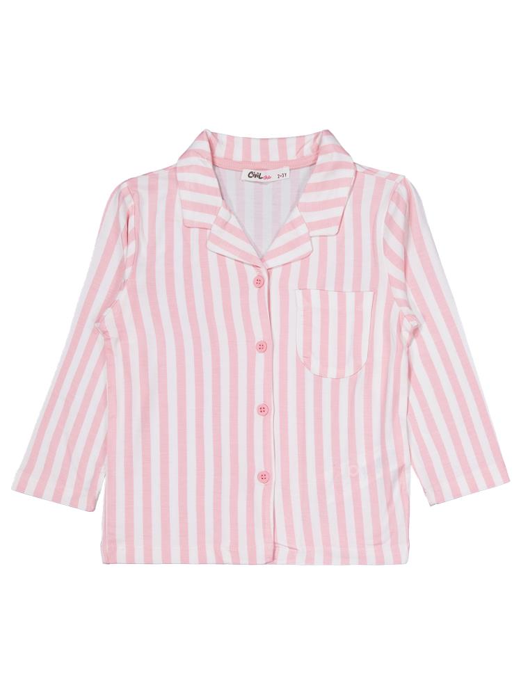 Civil Girls Çizgili 2-5 Yaş Pijama Takımı - Pembe