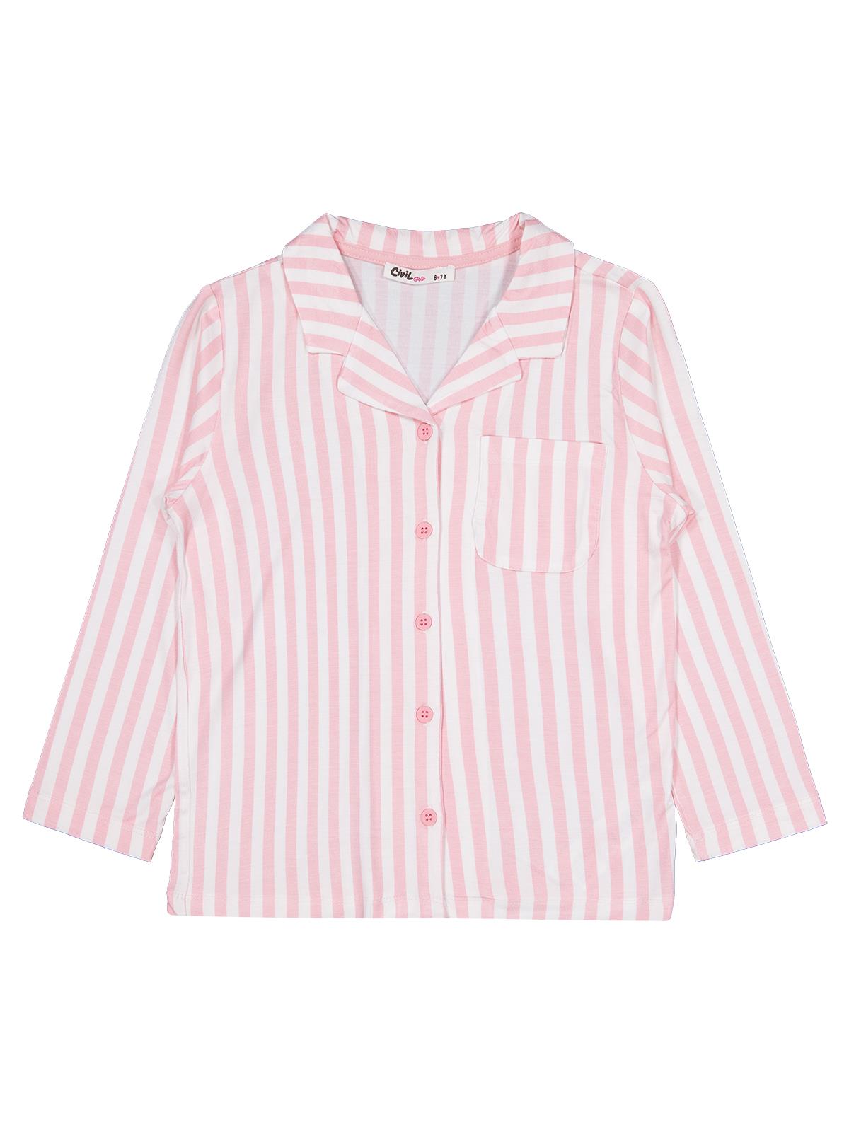 Civil Girls Çizgili 10-13 Yaş Pijama Takımı - Pembe