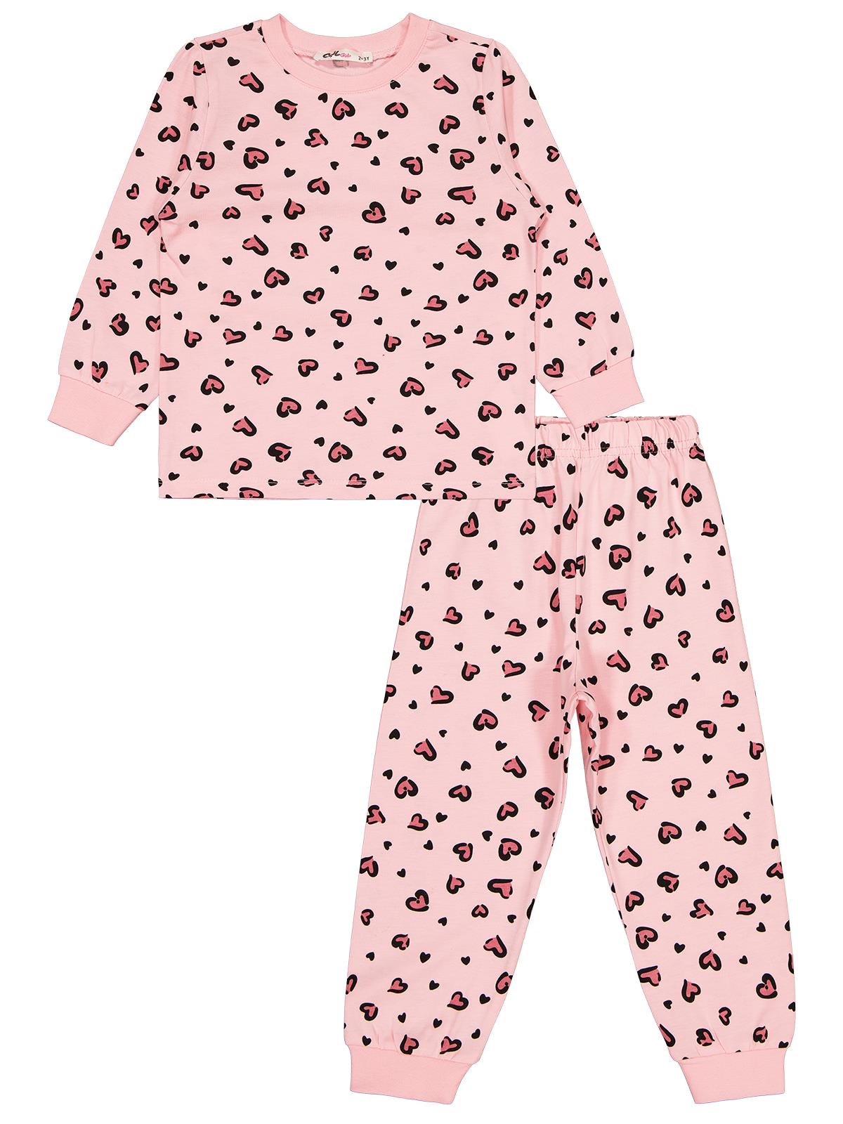Civil Girl Kız Çocuk Leopar Pijama Takımı | Süprem Uzun Kol Bisiklet Yaka | Okul Kreş ve Günlük Kullanım - Pembe