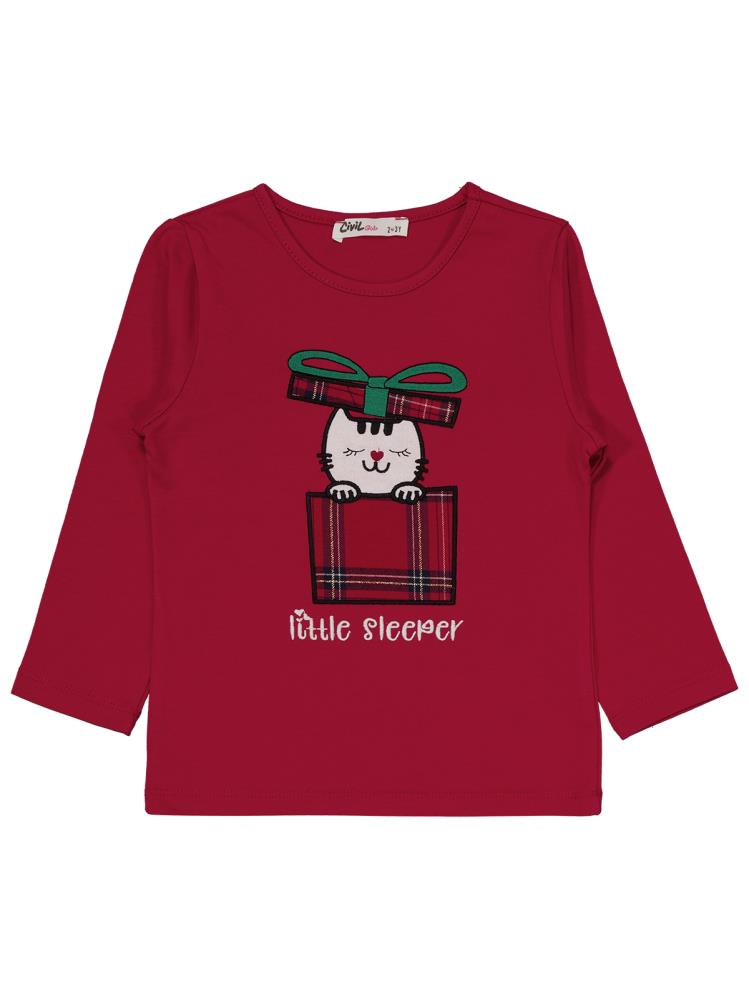 Civil Girls Little Sleeper Nakışlı 2-5 Yaş Pijama Takımı - Bordo