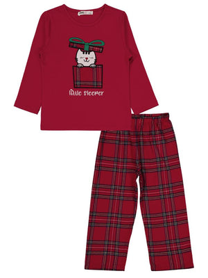 Civil Girls Little Sleeper Nakışlı 2-5 Yaş Pijama Takımı - Bordo
