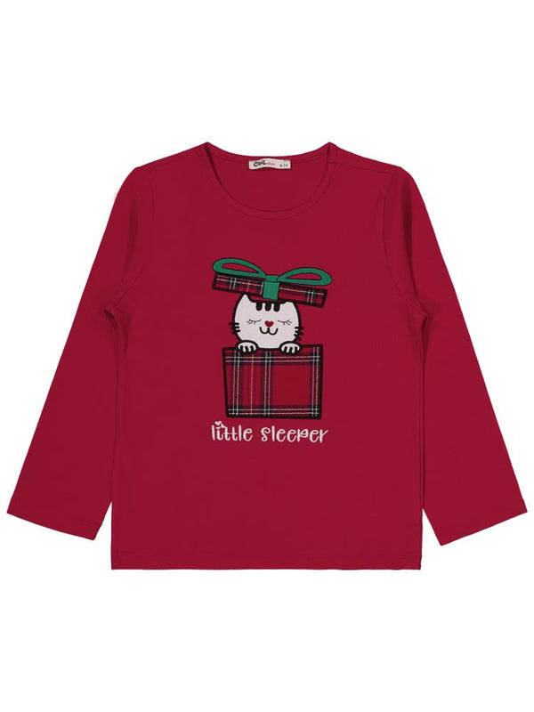 Civil Girls Little Sleeper Nakışlı 10-13 Yaş Pijama Takımı - Bordo
