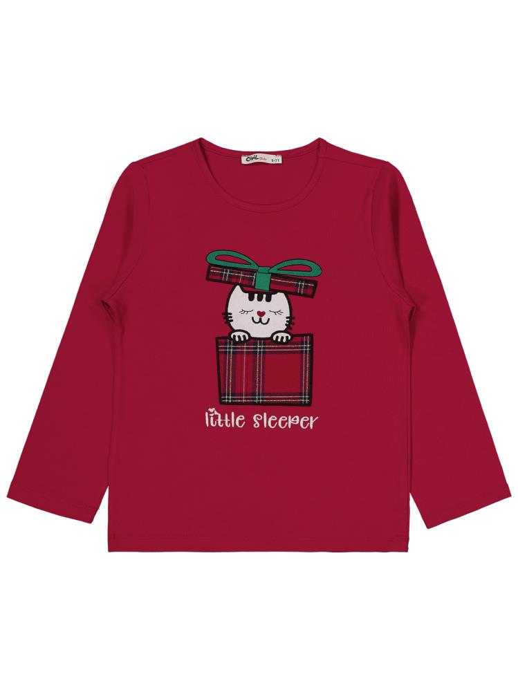 Civil Girls Little Sleeper Nakışlı 10-13 Yaş Pijama Takımı - Bordo