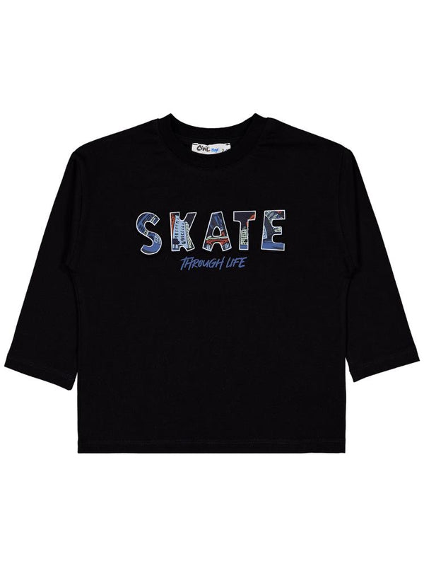 Civil Boys Skate Gofre Baskılı 2-5 Yaş Sweatshirt - Siyah