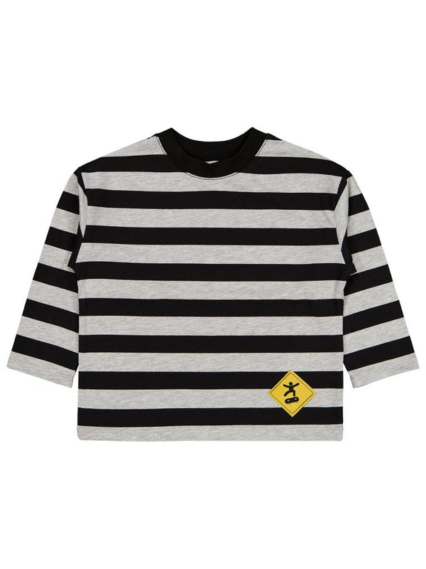 Civil Boys Skate Etiketli Çizgili 2-5 Yaş Sweatshirt - Gri