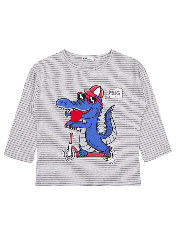 Civil Boys Timsah Baskılı 2-5 Yaş Sweatshirt - Gri