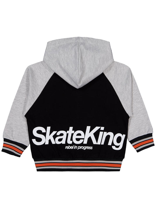 Civil Erkek Çocuk Skate King Baskılı Hırka | 2 İp Uzun Kol | Okul Kreş ve Günlük Kullanım - Siyah