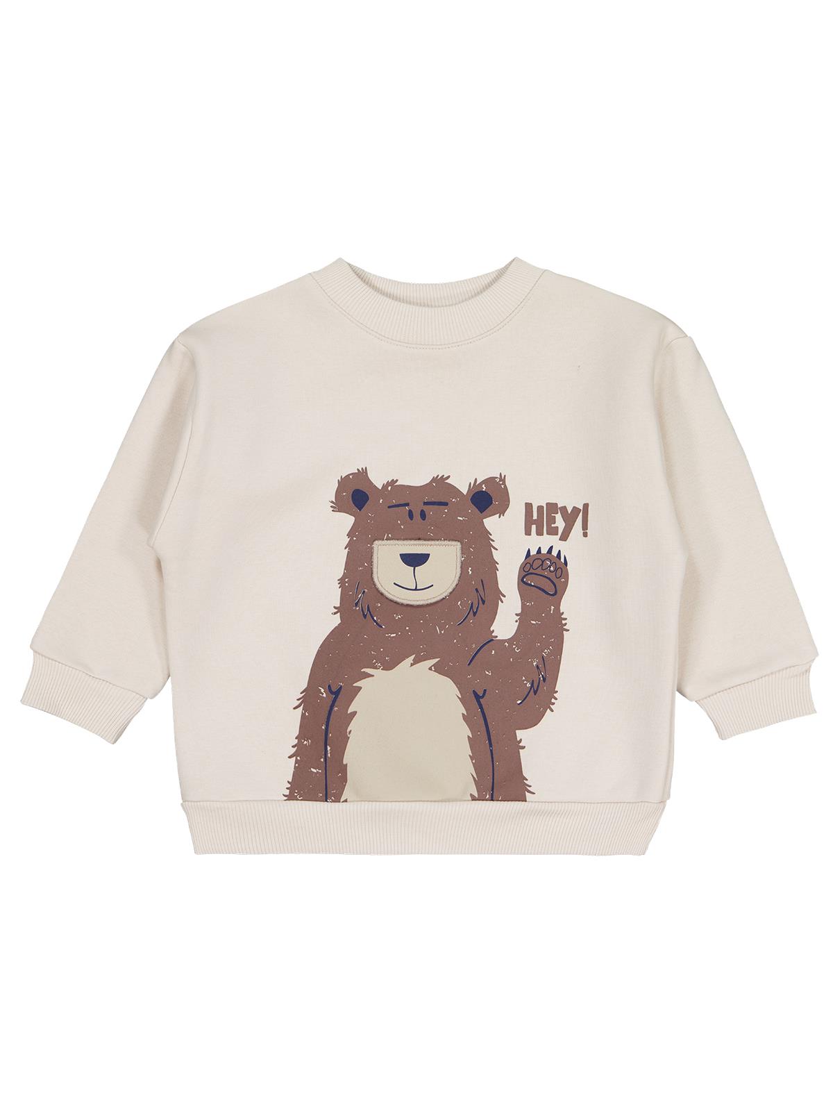 Civil Boys Hey Ayı Baskılı 2-5 Yaş Sweatshirt - Bej