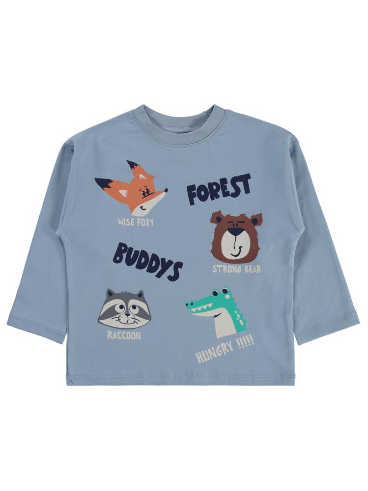 Civil Boys Fores Buddy Baskılı 2-5 Yaş Sweatshirt - Mavi