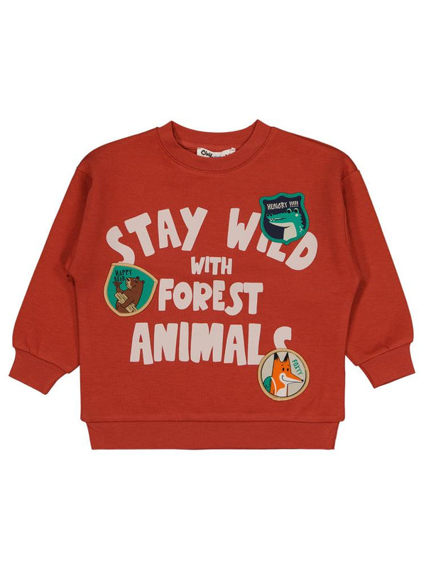 Civil Boys Stay Wıld Anımal Baskılı 2-5 Yaş Sweatshirt - Turuncu