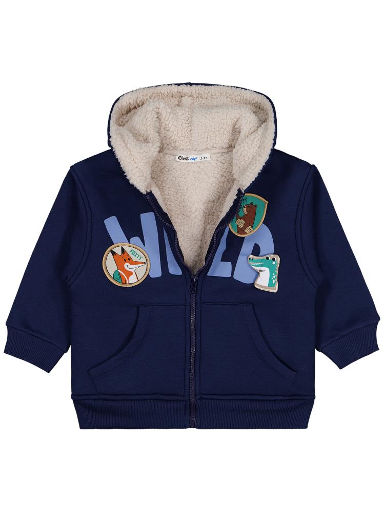 Civil Boys Wıld Baskılı Tilki Armalı 2-5 Yaş Hırka - Lacivert